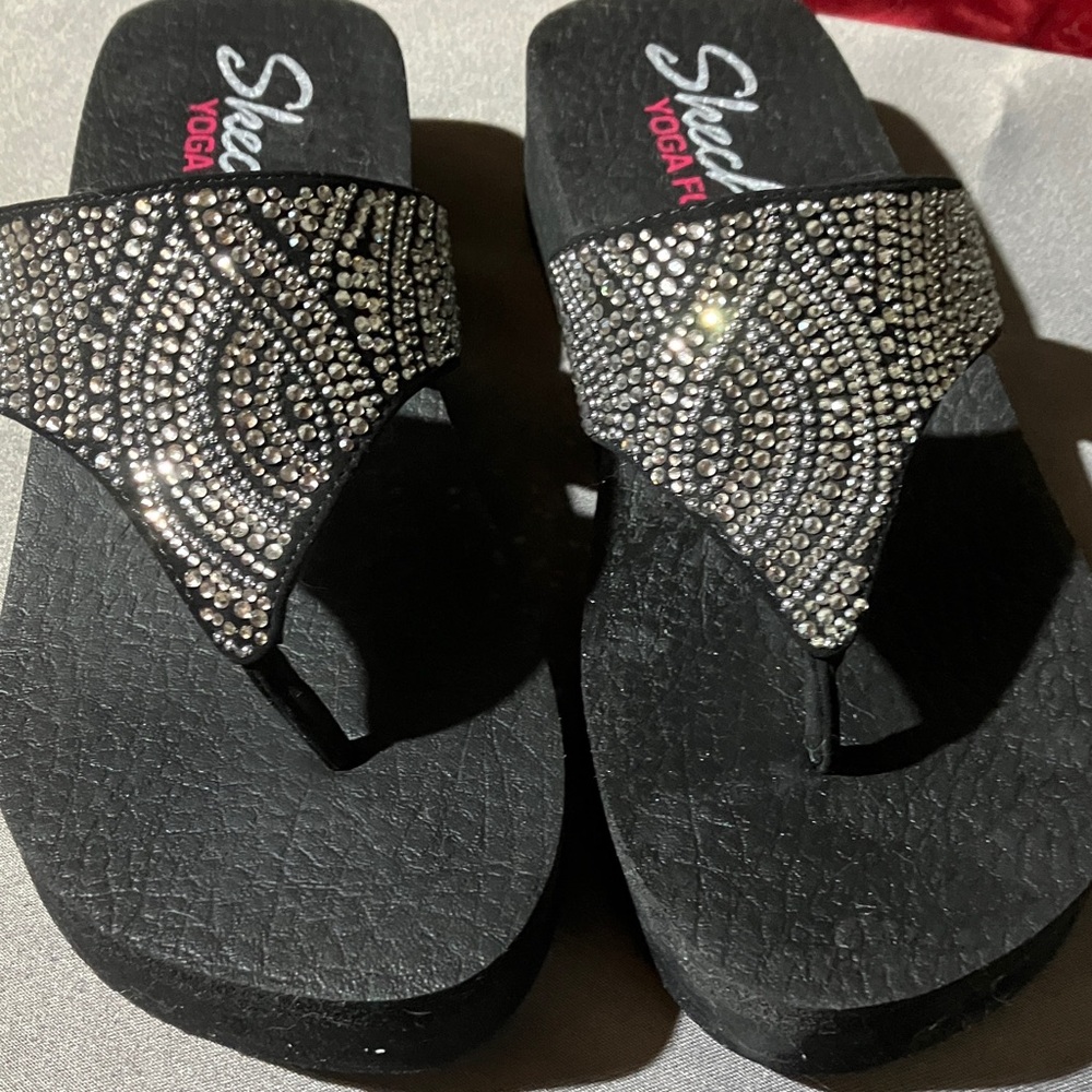 Skechers Black Rhinestone Sandals